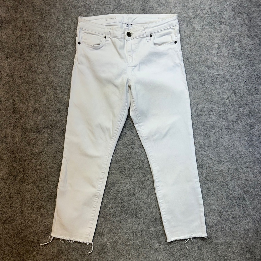 Kut from the Kloth Jeans Women Size 8 White Raw‎ Hem Straight Leg Denim